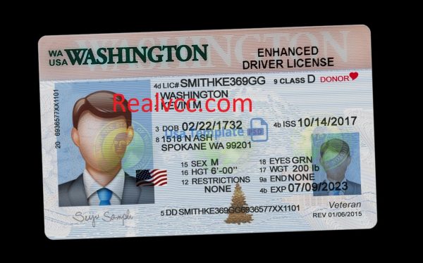 Washington Driving License PSD Template V2